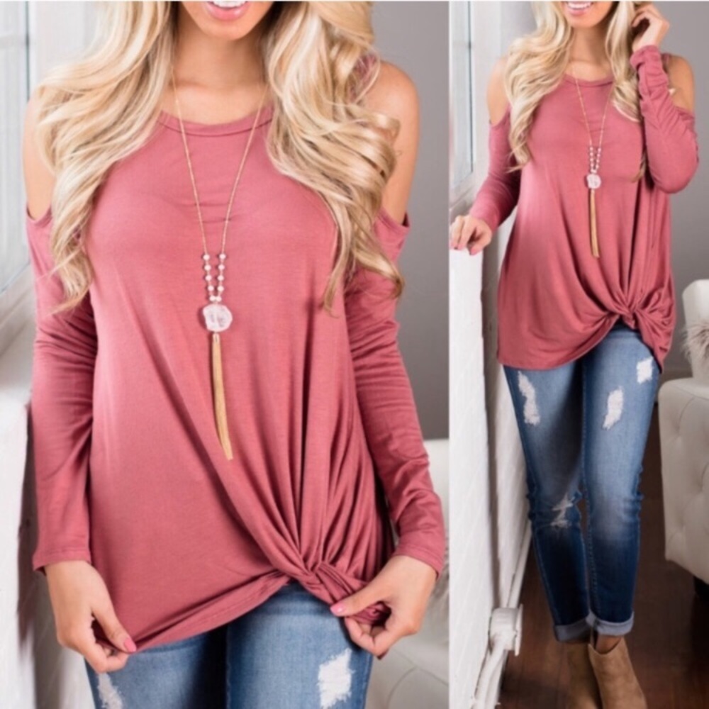 Twist, cold shoulder top